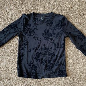 Black Fitted Long Sleeve Top